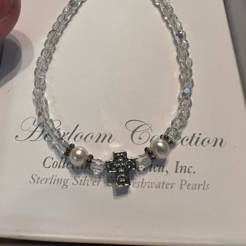 Heirloom Collection Pearl Infant/Child Cross Bracelet